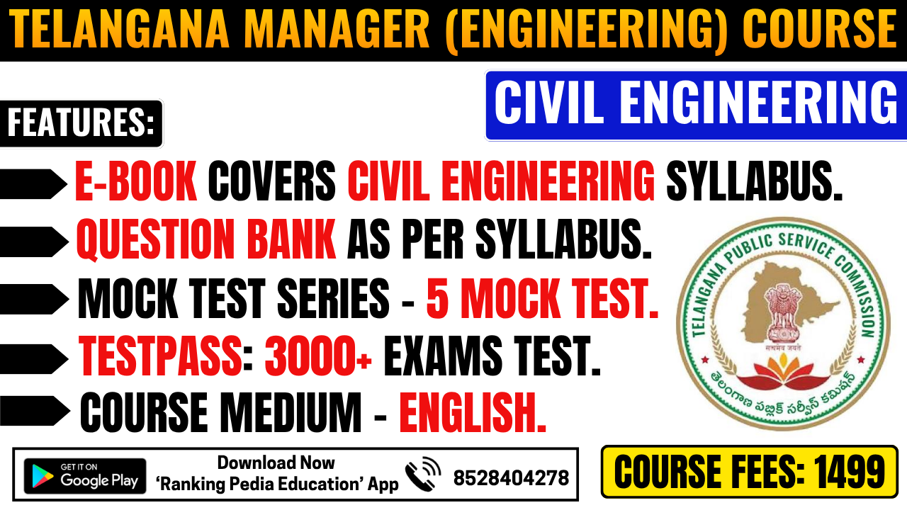 Telangana TGPSC Manager (Civil) Engineering Exam Complete Course