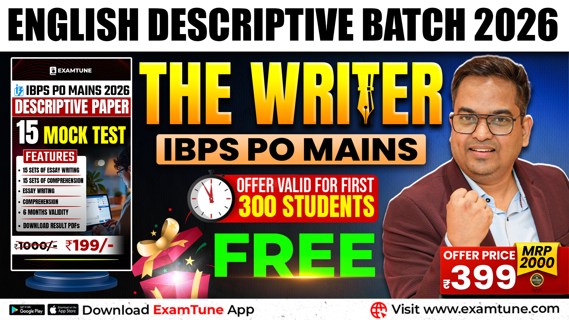 English Descriptive Batch 2026 – The Writer | Essay, Letter & Precis for SBI, IBPS, RBI