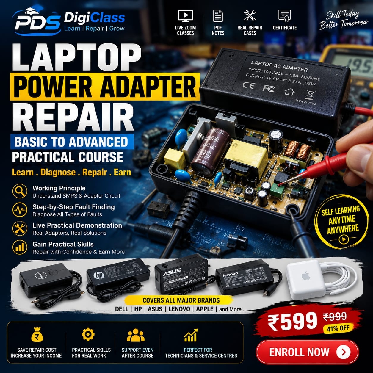 Laptop Power Adapter Repair – Basic to Advanced Practical Course