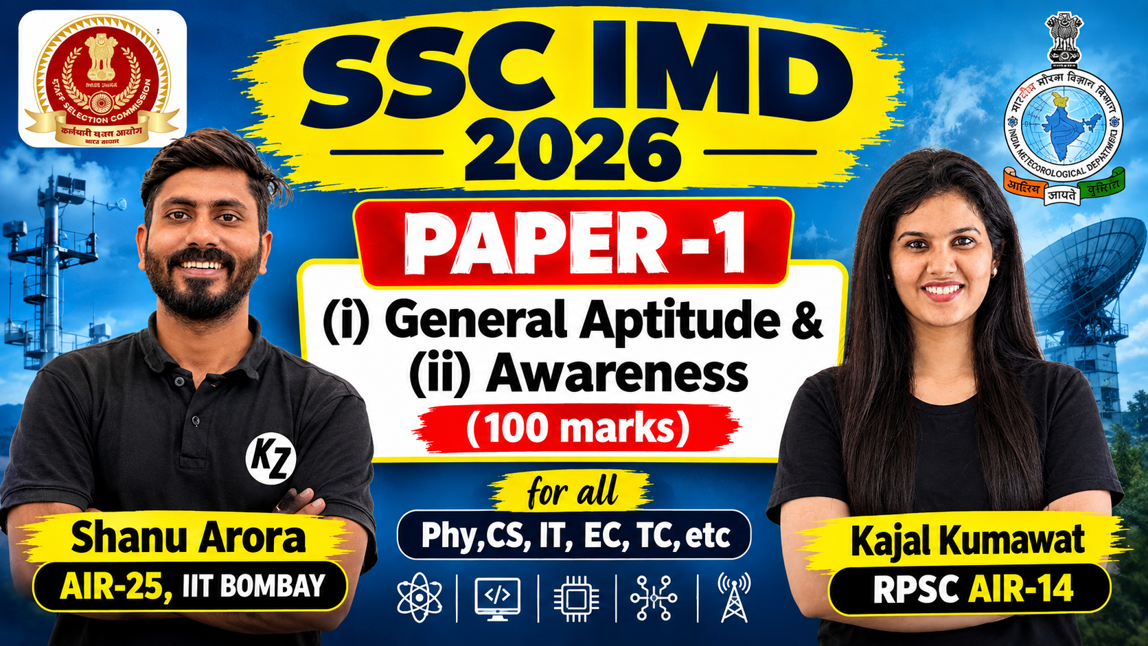 SSC IMD Paper-I : General aptitude & Awareness Class & Test series 