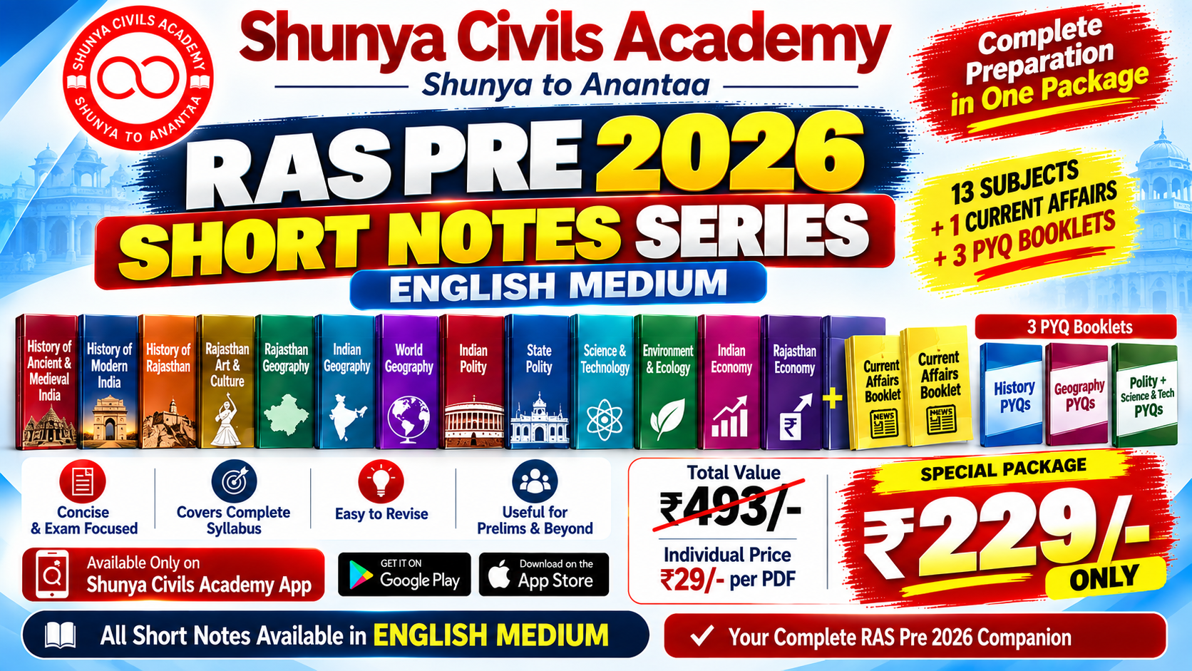 English Medium Short Notes for RAS Pre 2026