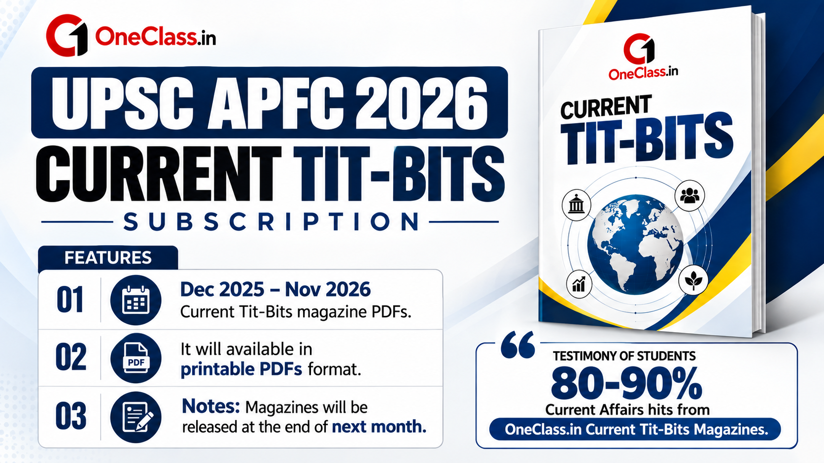 UPSC APFC 2026 Current Tit-Bits Subscription