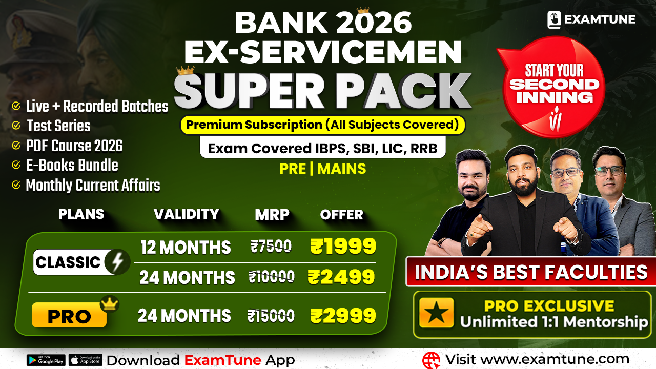 Bank Exam Preparation for Ex-Servicemen | Super Pack Complete Subscription (Pre + Mains) By ExamTune