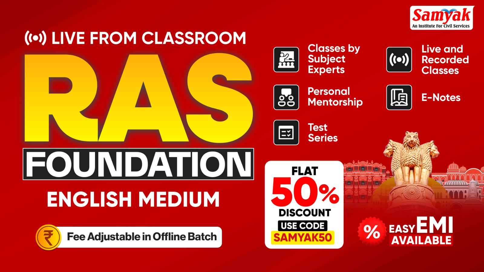 RAS Foundation Live From Classroom English Medium From 12 October 2026 | 3 pm