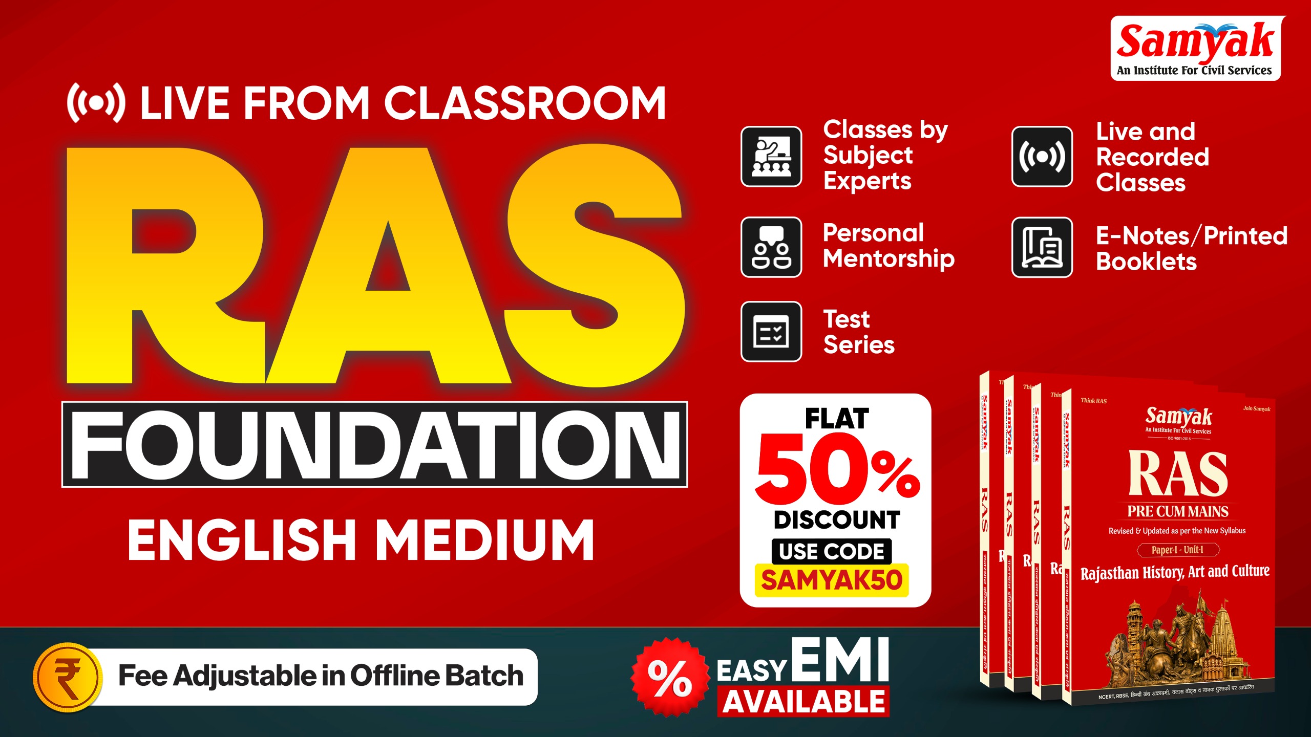 RAS Foundation  Live From Classroom with Booklets English Medium From 12 October 2026 | 3 pm 