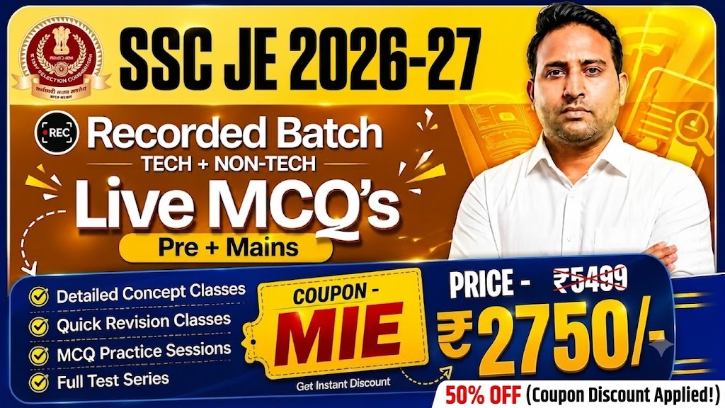 SSC JE Recorded Batch 2026–27 + Live MCQ Practice
