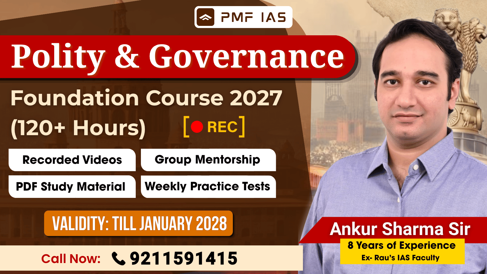 Polity & Governance Foundation 2027 - Recorded Video Course + Notes + MCQs (For UPSC Prelims & Mains)