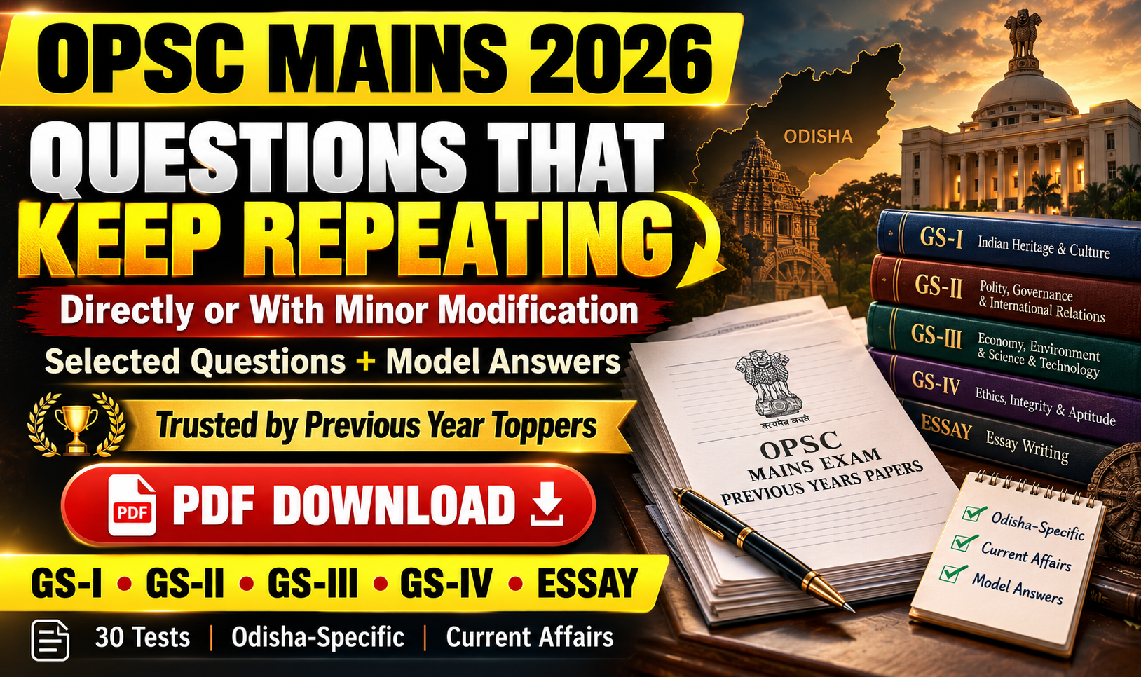 OPSC MAINS 2026 MOST Selected Questions & Model Answer PDF DOWNLOAD
