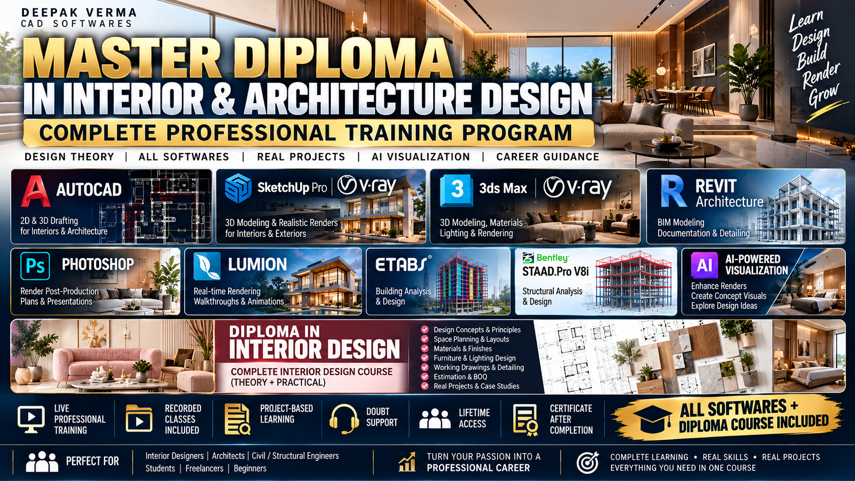 Master Diploma in interior & Architecture Design Live 🟢