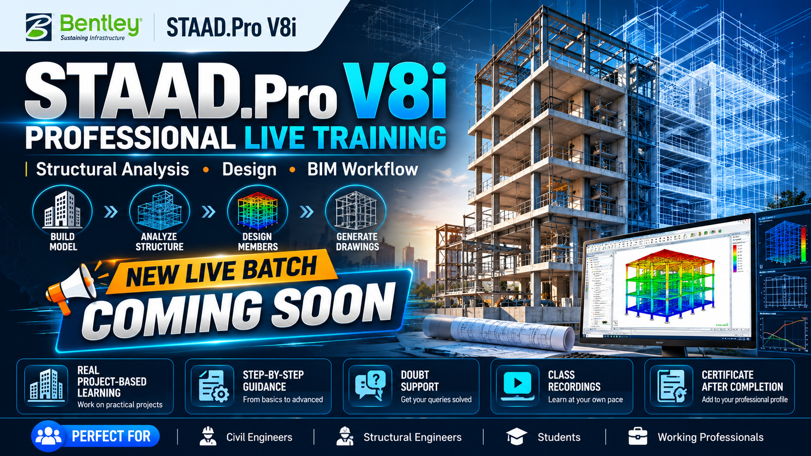 STAAD Pro V8i Professional Live Training Live 🟢