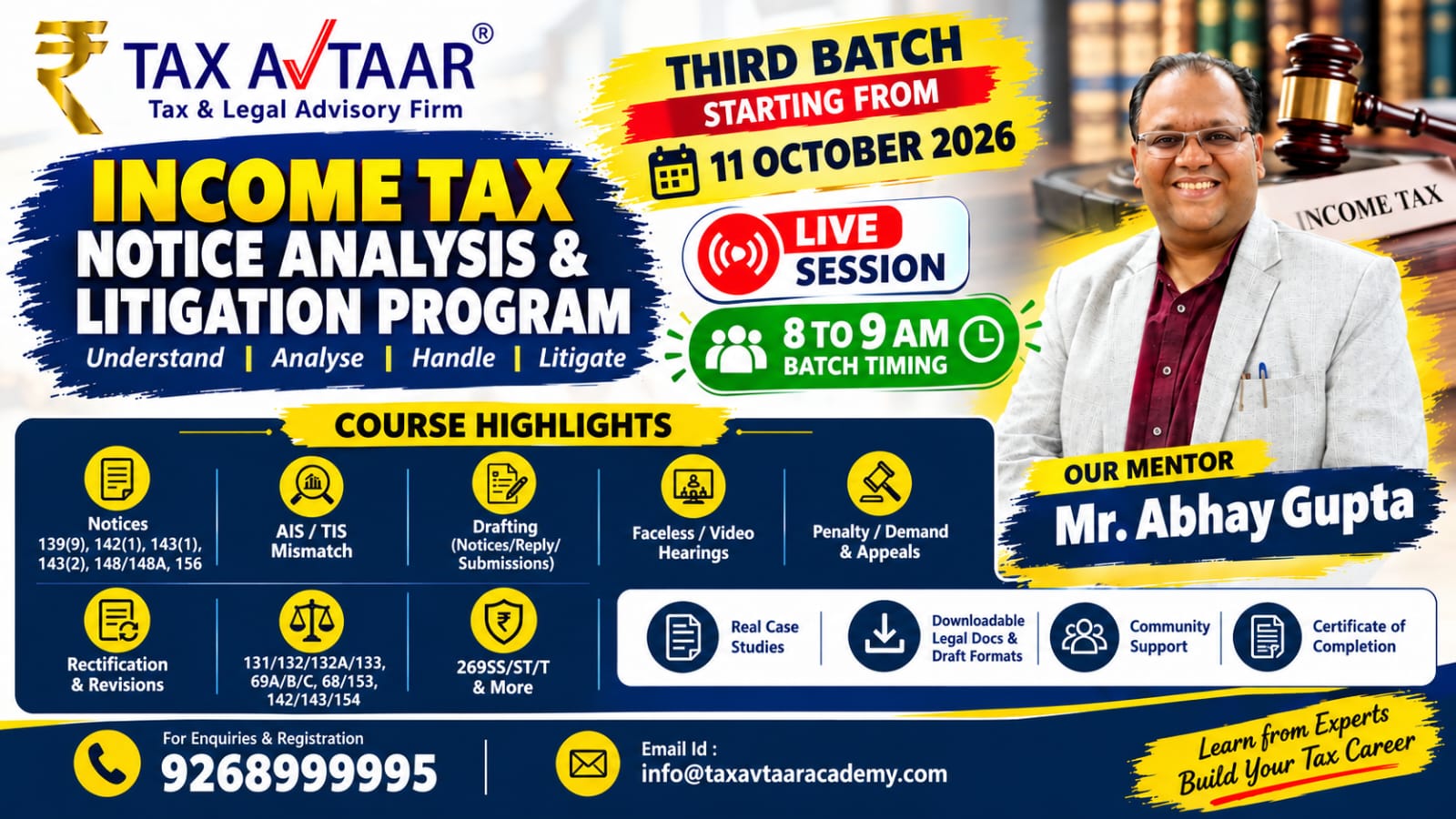 Income Tax Notice Analysis & Litigation Program 3rd (Live Sessions with Recorded)
