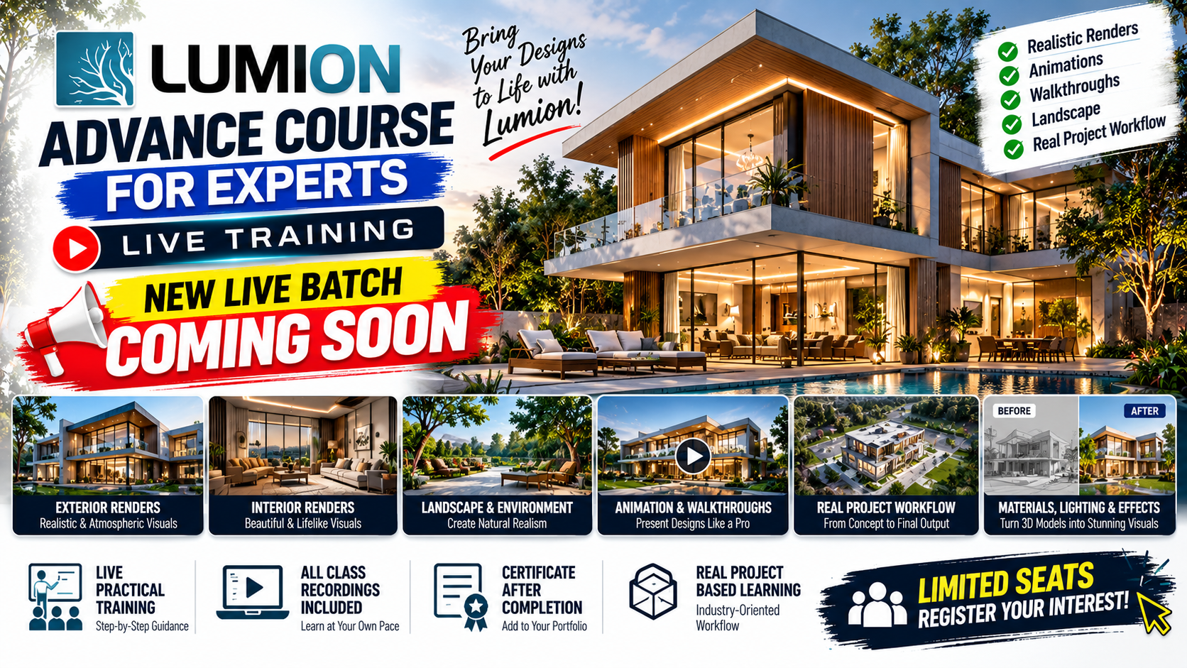 Lumion Advance Course for Experts Live 🟢