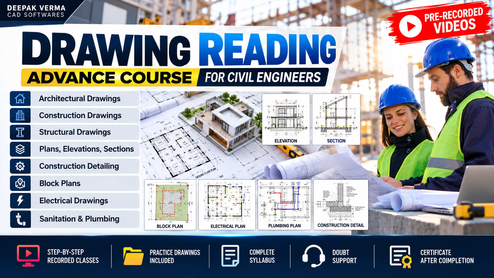 Drawing Reading Advance Course for Civil Engineers (Recorded 🔷)