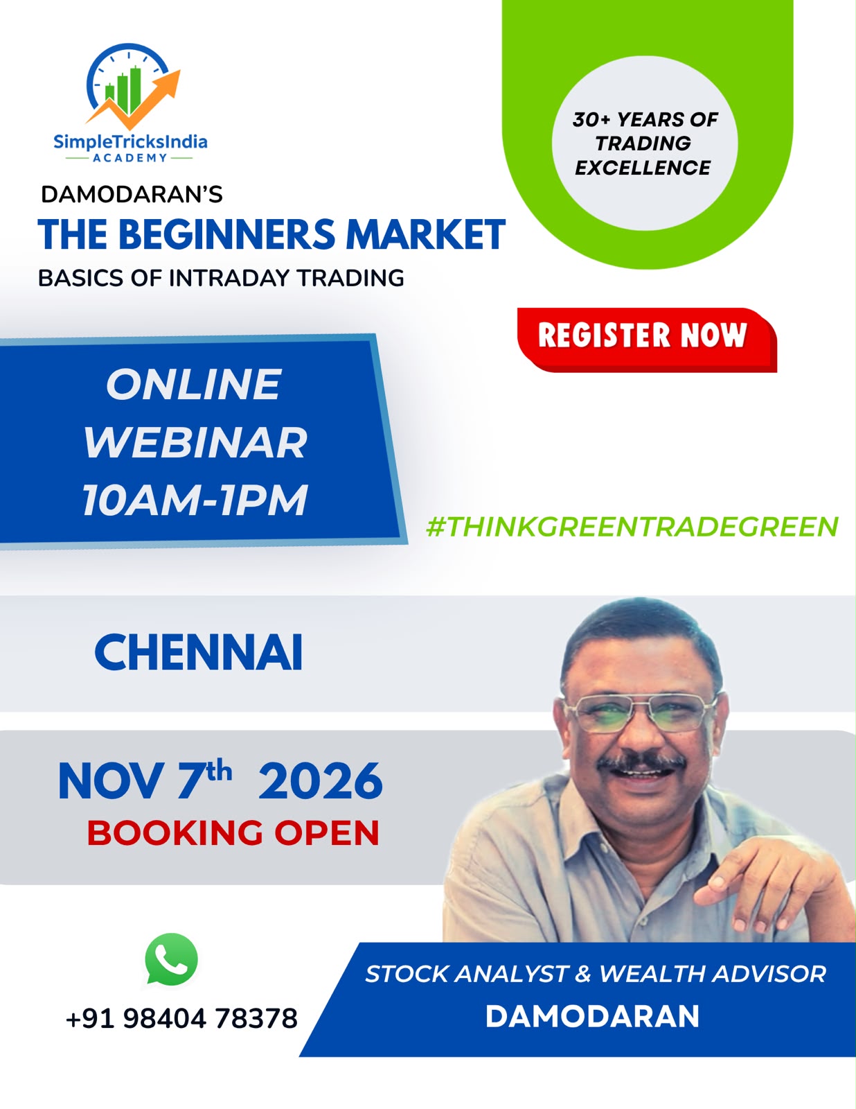 7th November 2026 - Damodaran's The Beginners Market - 10AM to 1PM