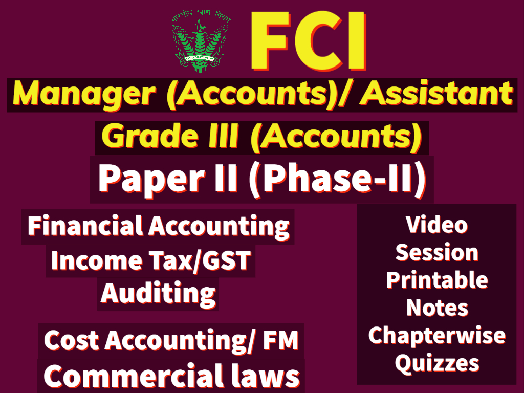 FCI AG-III (Accounts) - Paper 2 (phase-II)