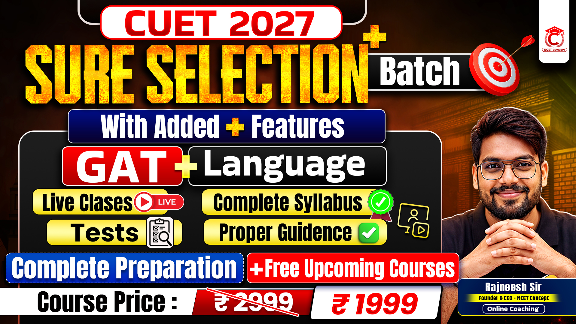 CUET 2027 | Sure Selection Plus Batch | GAT + Language | Complete Preparation