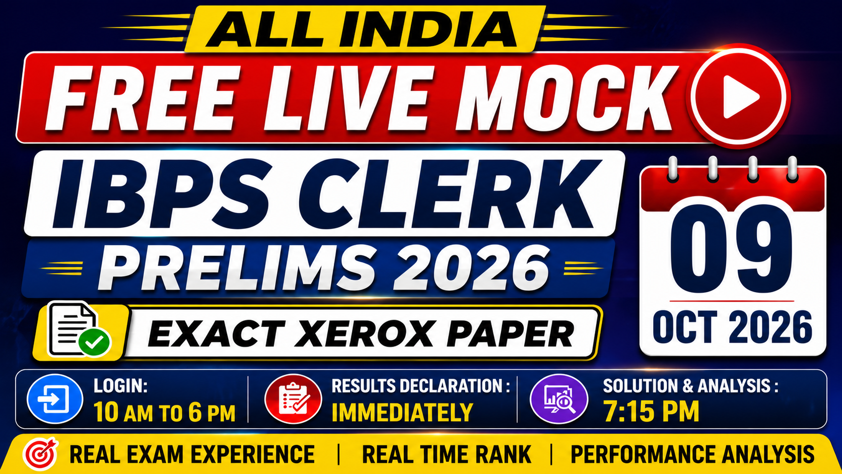 All India FREE Live Mock Test-IBPS Clerk 2026