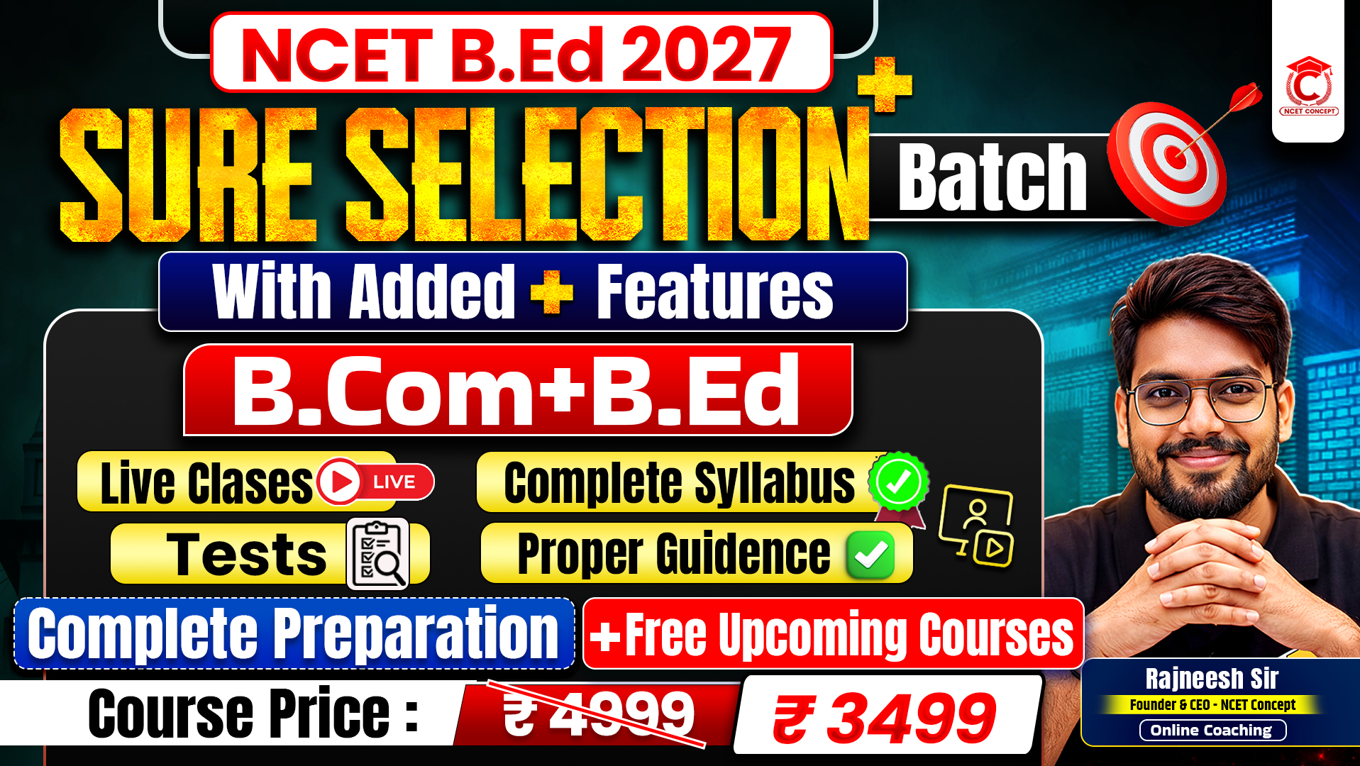 NCET 2027 | Sure Selection Plus Batch (B.Com+B.Ed) Complete Preparation 