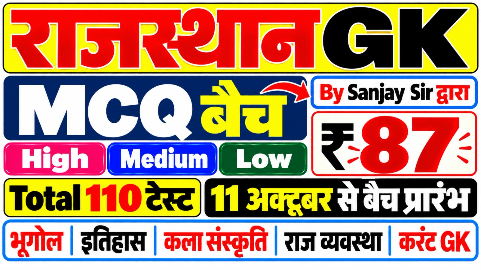 Rajasthan GK MCQ Batch 2027