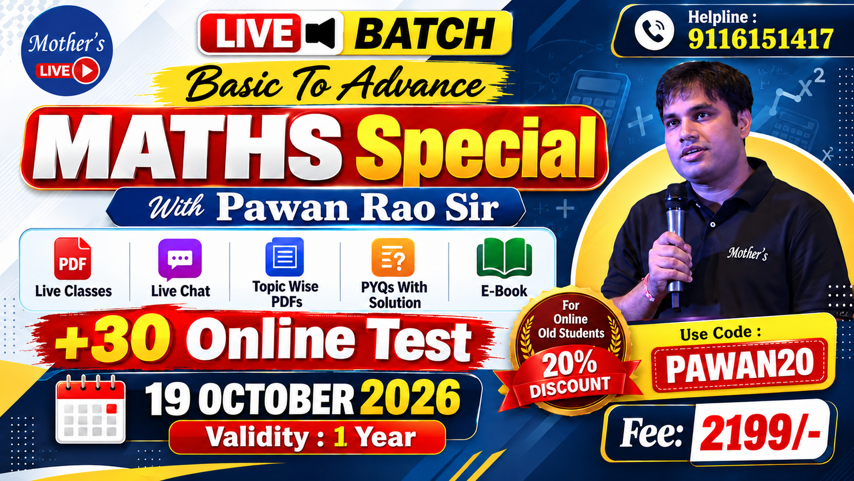 Maths Special I Live Batch By Pawan Rao Sir I 19 Oct. 2026