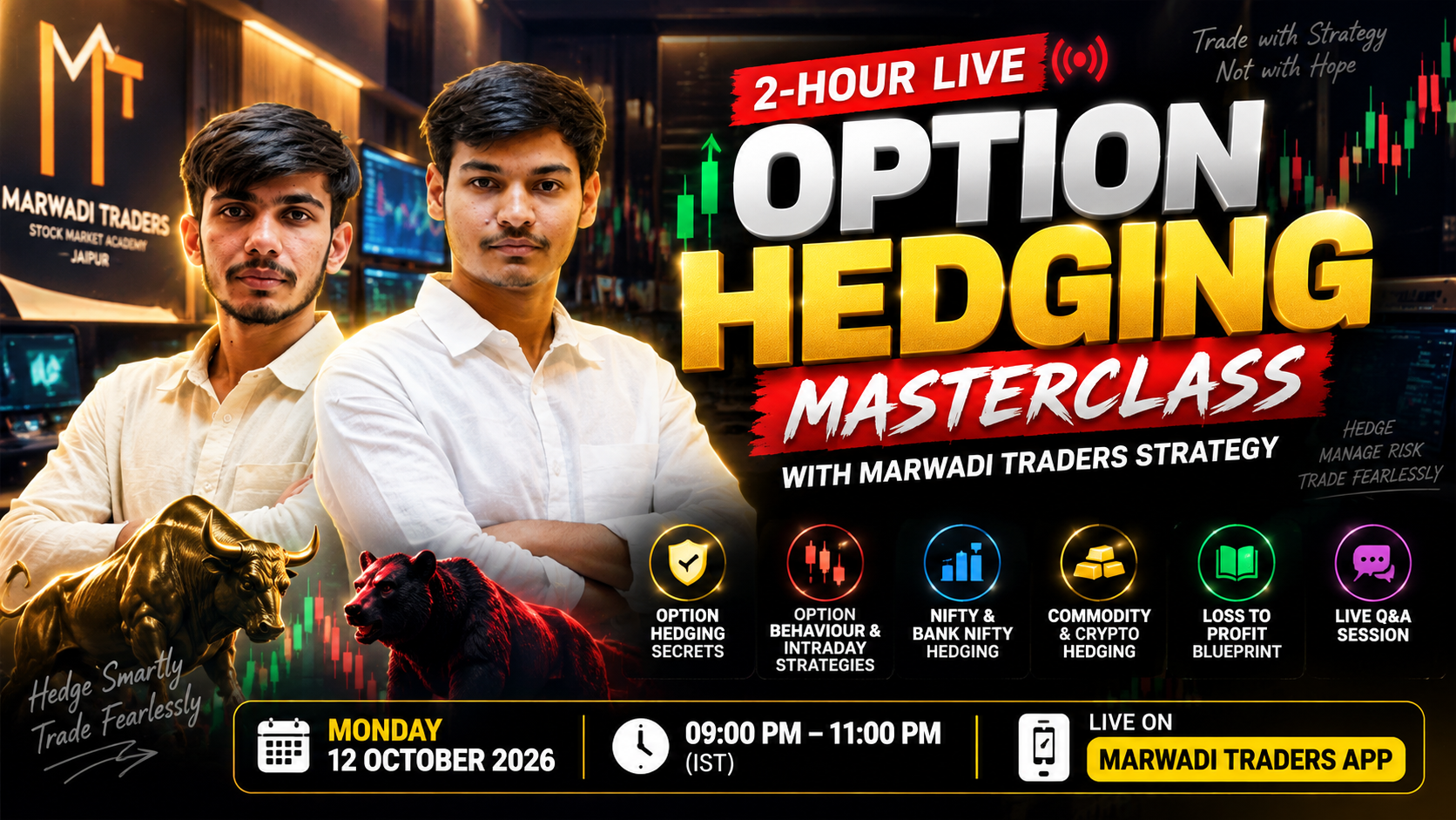 2hr FREE Option Selling & Hedging Masterclass - 12th oct 9PM