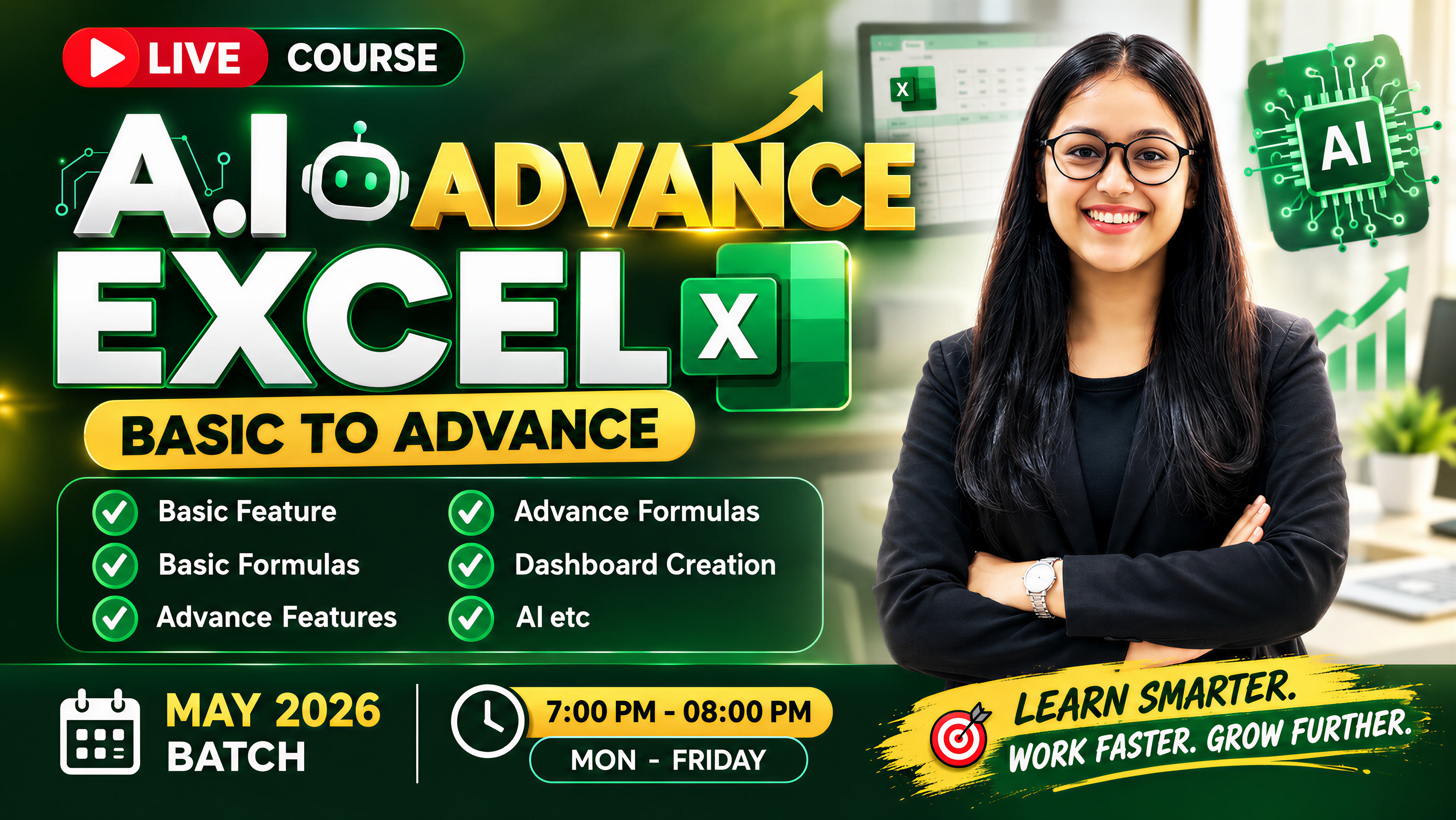 Excel Advanced with AI – Live Course (Basic to Advanced)