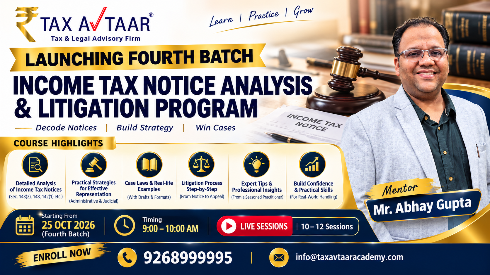 Income Tax Notice Analysis & Litigation Program 4th (Live Session & Recorded)
