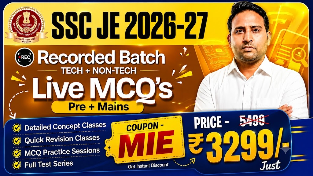 SSC JE Recorded Batch 2026–27 + Live MCQ Practice