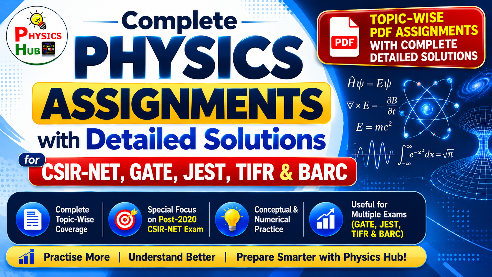 Complete Physics Assignments with Detailed Solutions for CSIR-NET, GATE, JEST, TIFR, & BARC