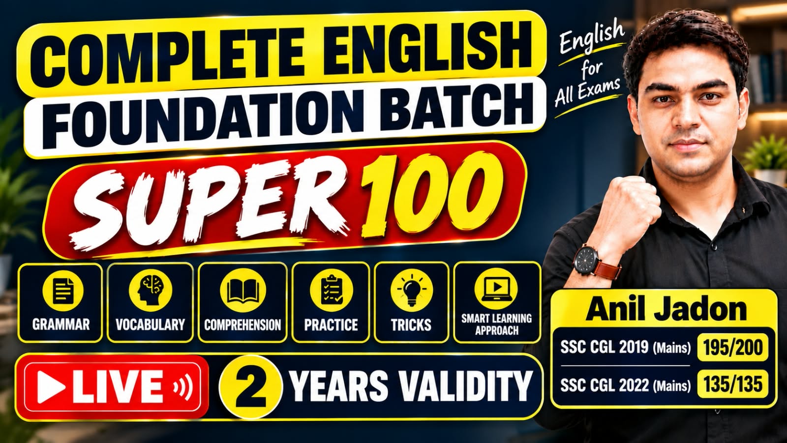 English Super 100 Batch | By Anil Jadon Sir (Live)