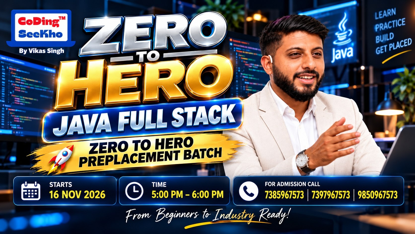 Zero To Hero: Java Full Stack Lucknow 16 Nov 2026