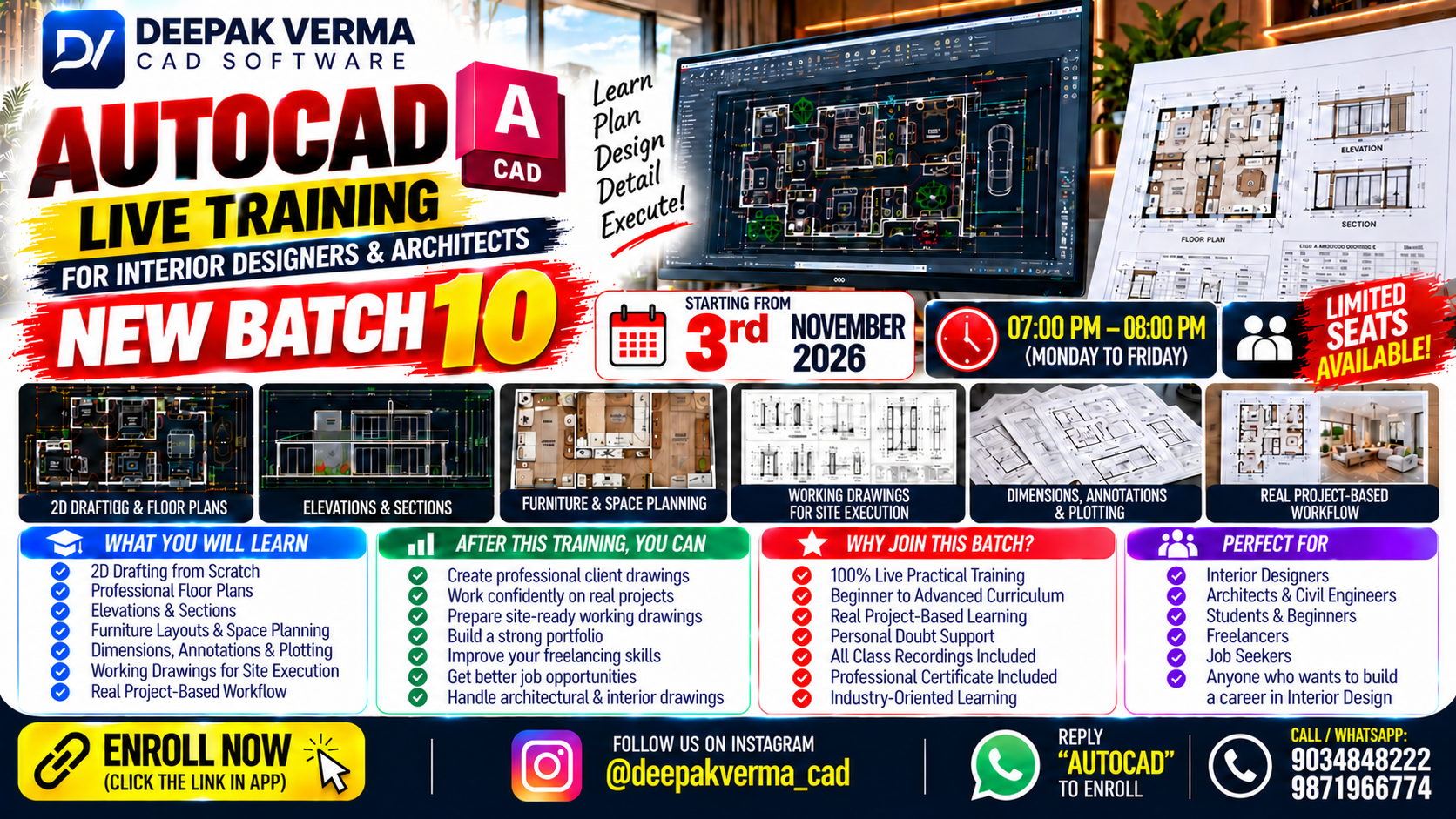 AutoCAD LIVE Mastery for Interior Designers & Architects 🟢