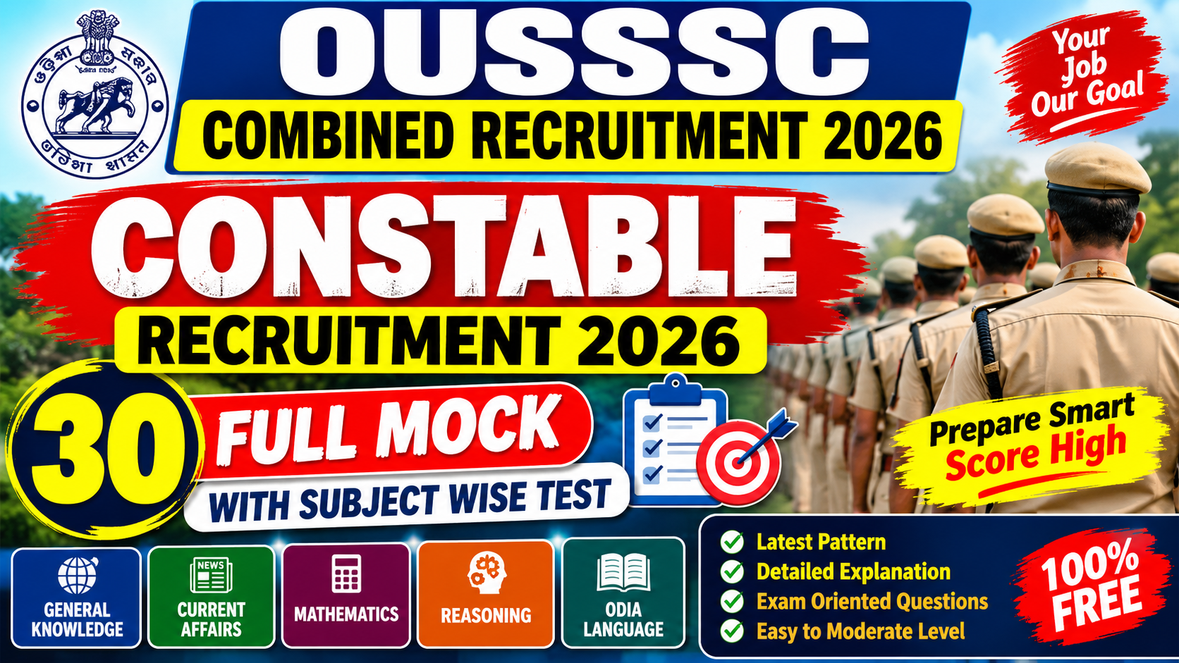 OUSSSC CONSTABLE 30 FULL MOCK WITH SUBJECT WISE TEST