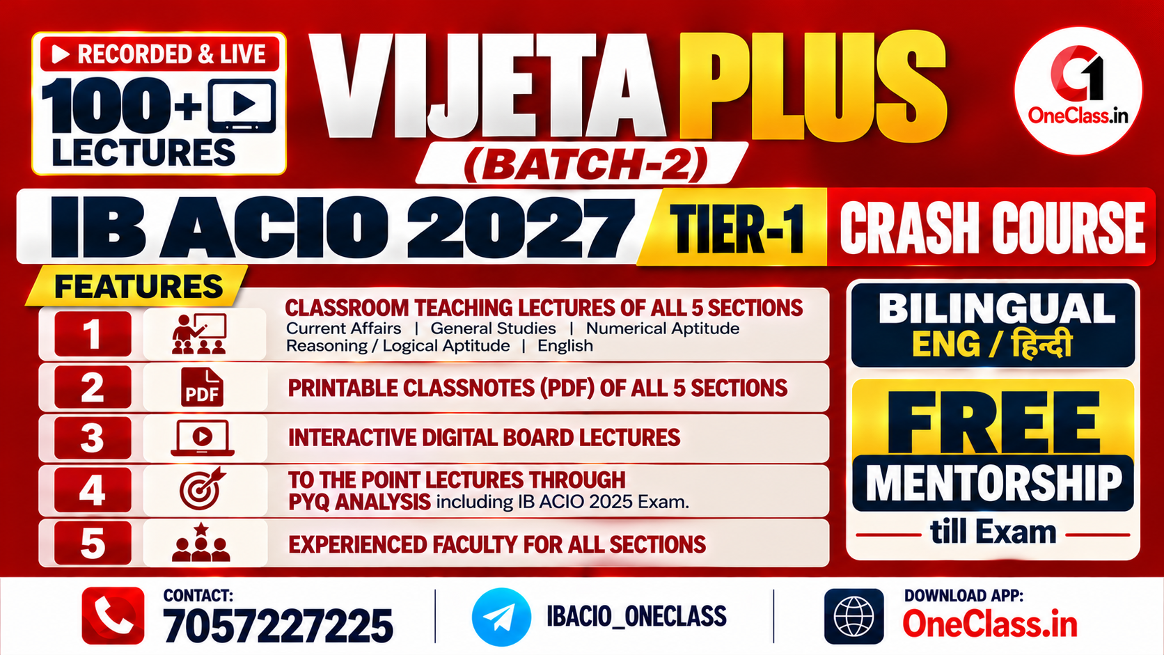 Vijeta Plus (Batch-2): IB ACIO 2027 Tier-1 Crash Course