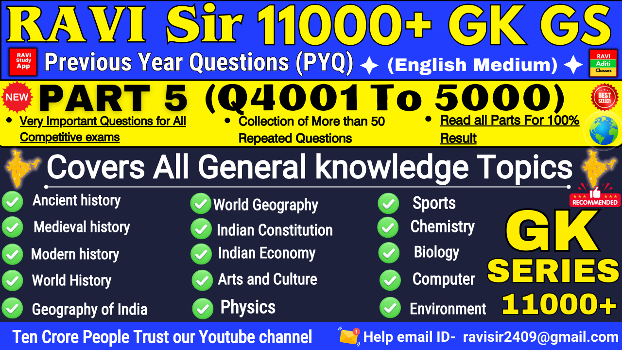 11000 Gk Gs part-5/ Q4001 to 5000 / For All Competitive Exams.