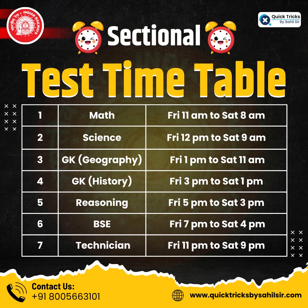 Weekly Test Timetable
