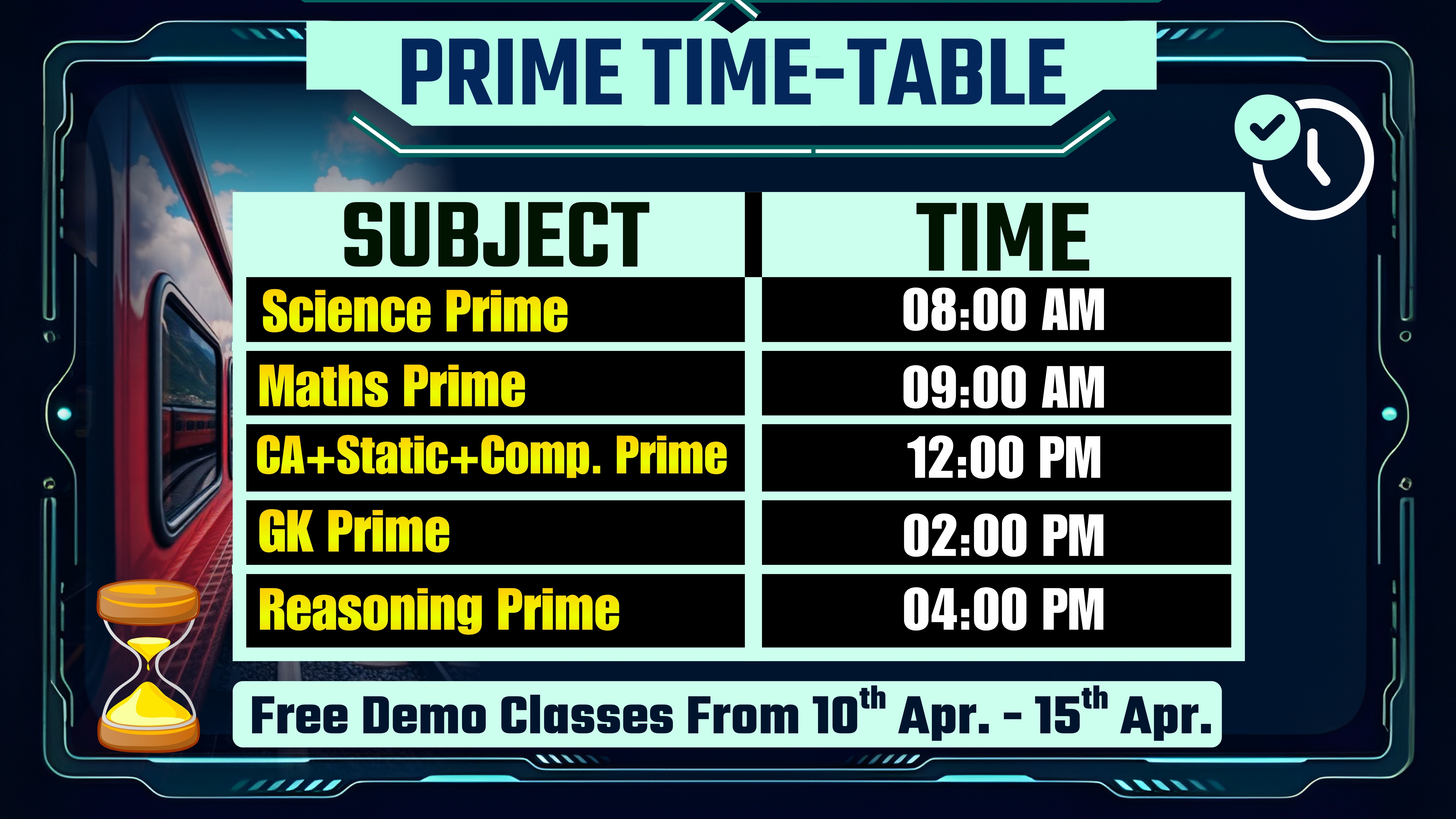 Prime Batch Time-Table