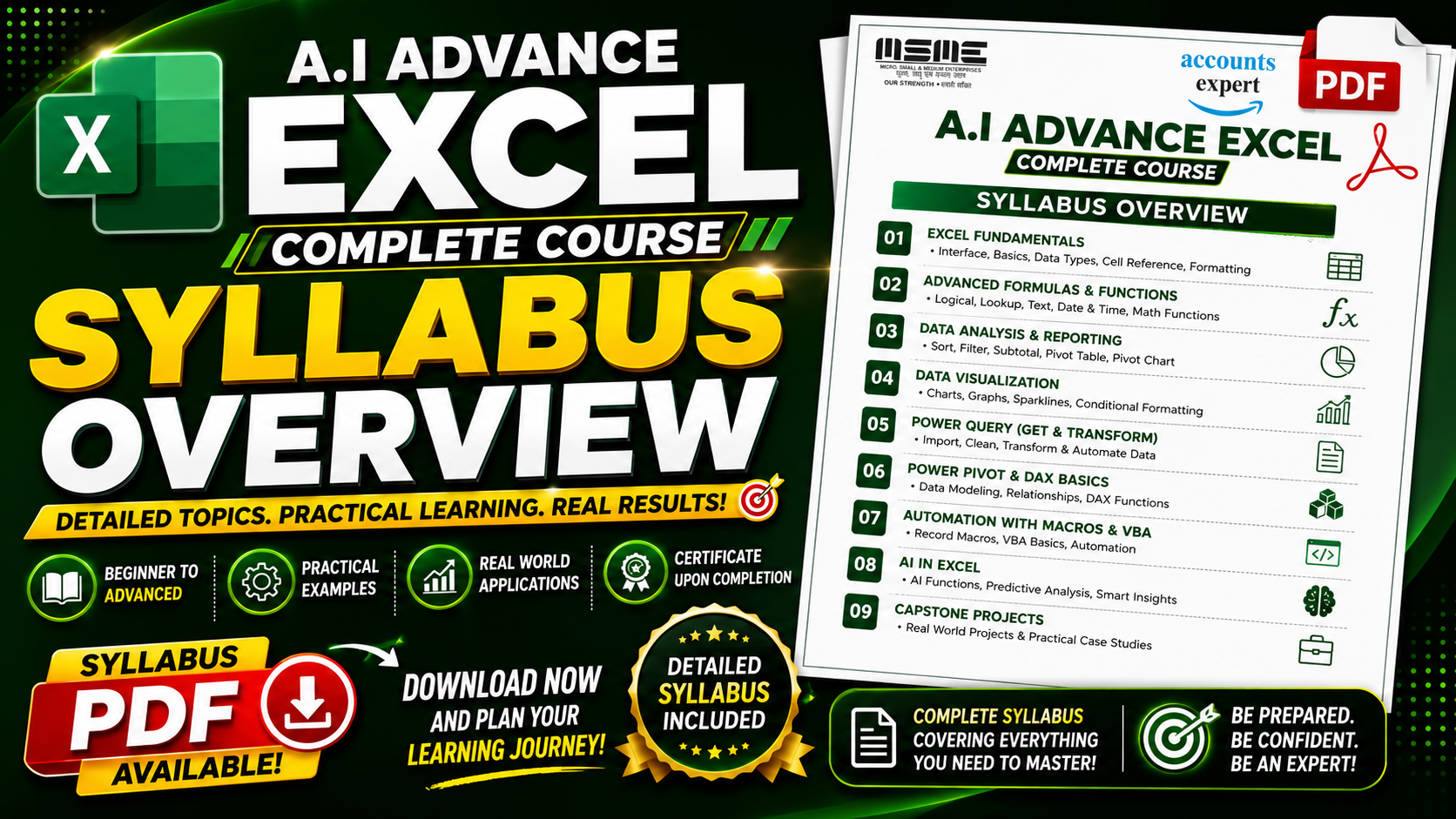📃Complete Advance Excel with AI Syllabus Overview