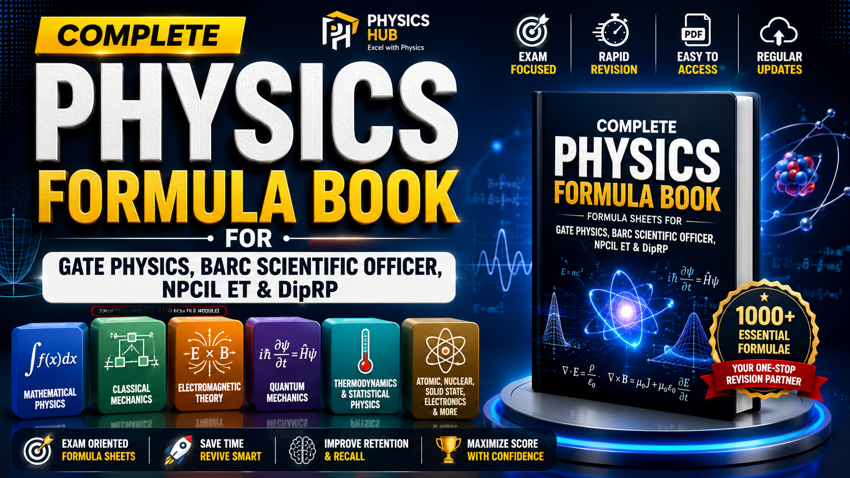 Complete Physics Formula Book for GATE Physics, BARC Scientific Officer, NPCIL ET & DipRP