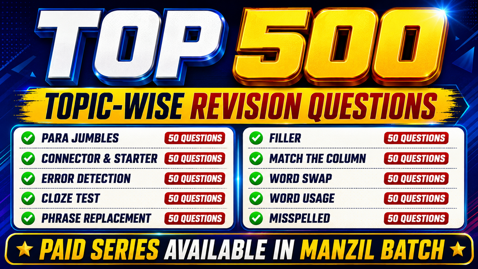 TOP 500 PRACTICE QUESTIONS SERIES