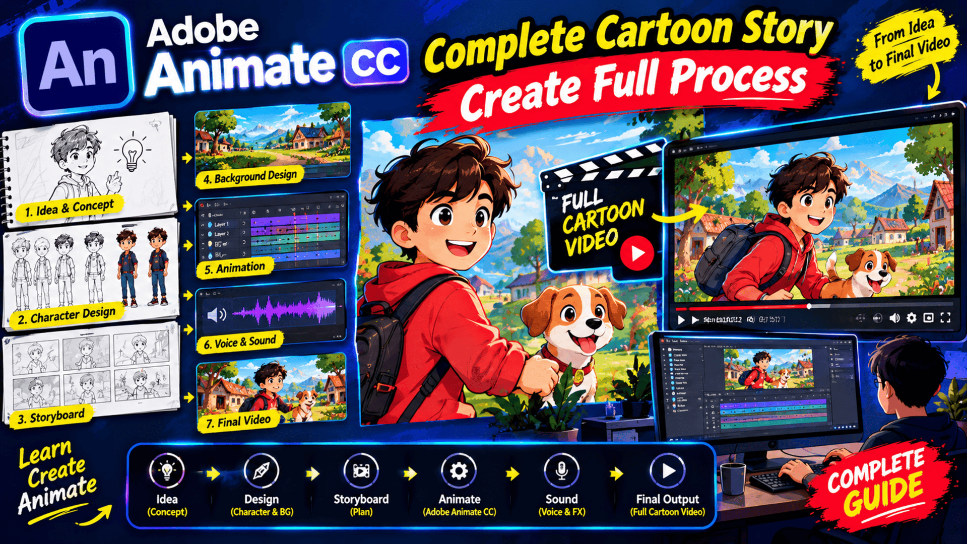 Complete Cartoon Story Create Full prosess