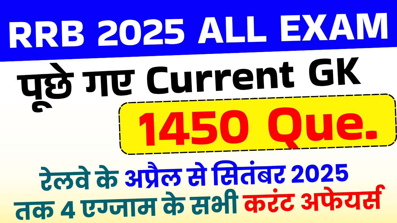 RRB Exam Year 2025 All Current Affairs 1450Q