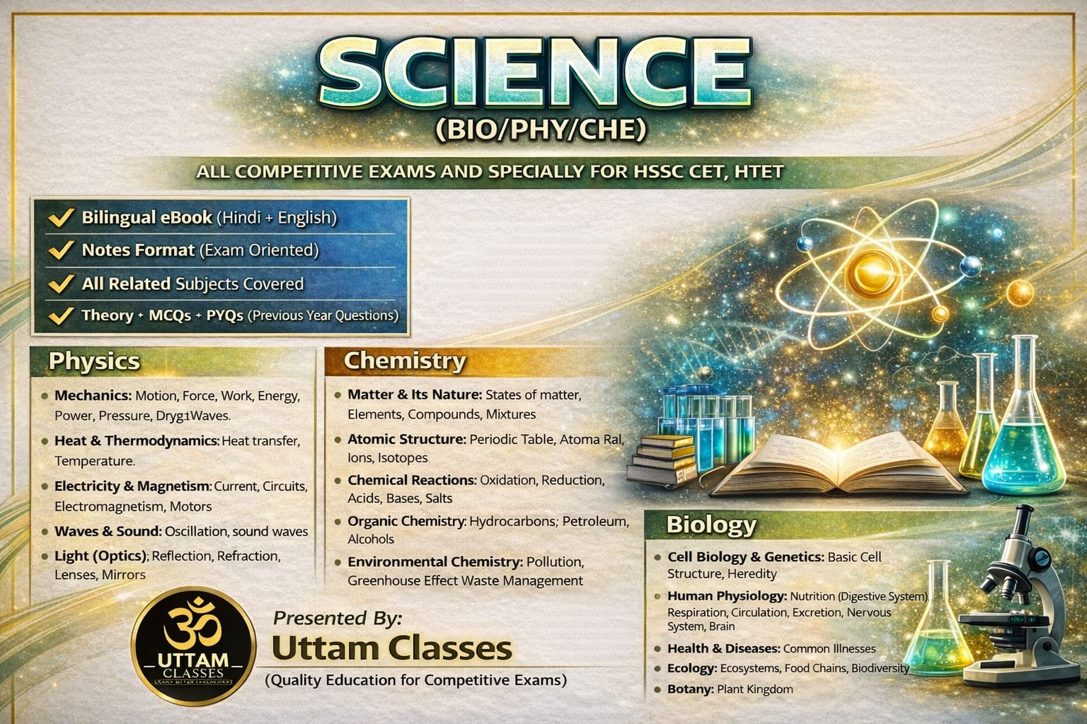 HSSC General Science Book 2026 | Complete Notes + MCQs + PYQs (Hindi & English)