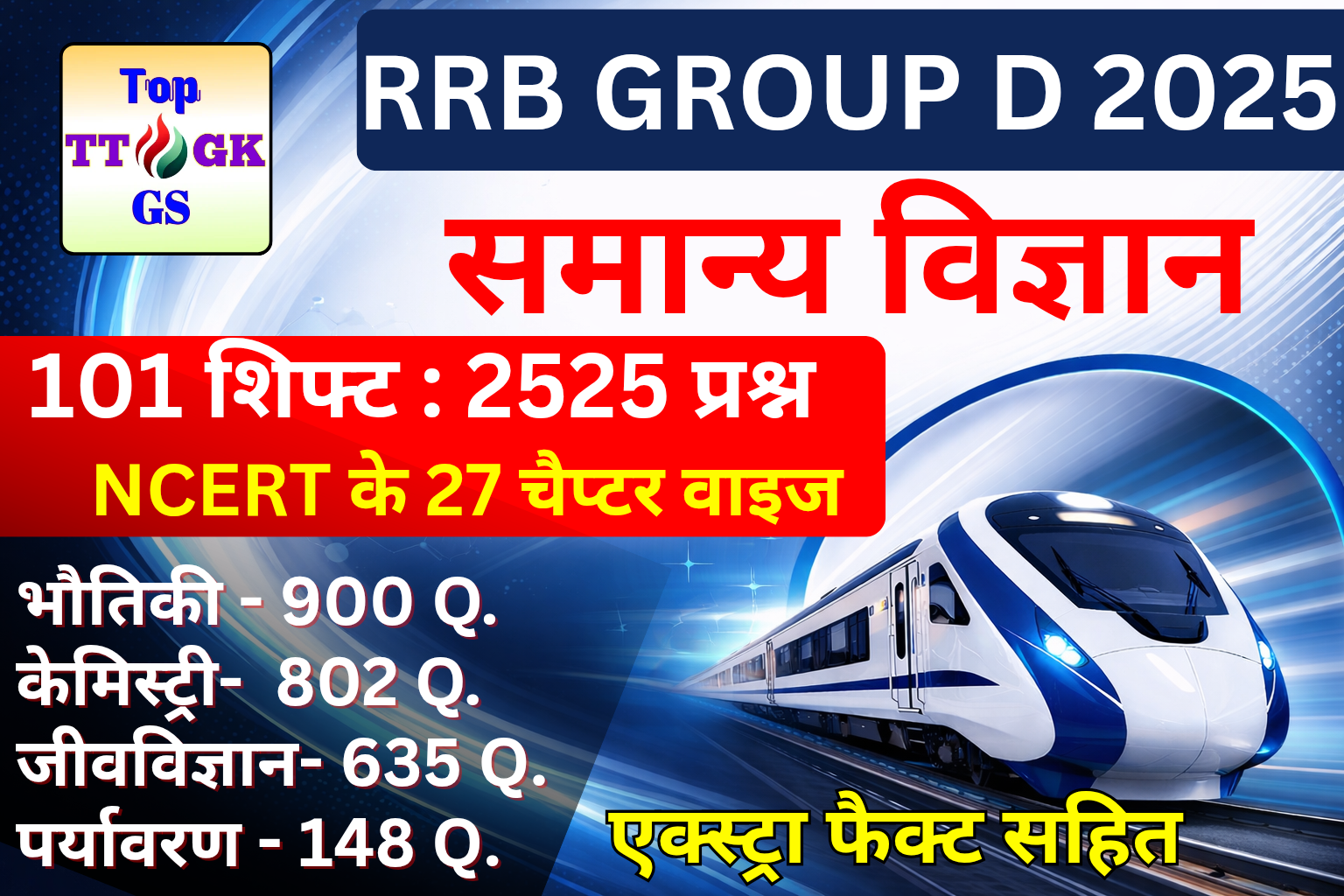 RRB GROUP D 2025 ALL 101 SHIFT 2525 SCIENCE QUE