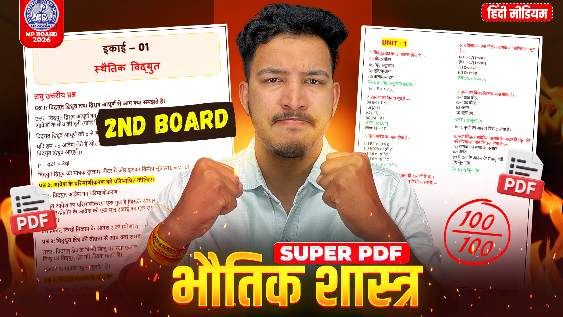12th Physics (Hindi Medium) Super Pdf 2nd Board 2026 : Most Imp Question with solution