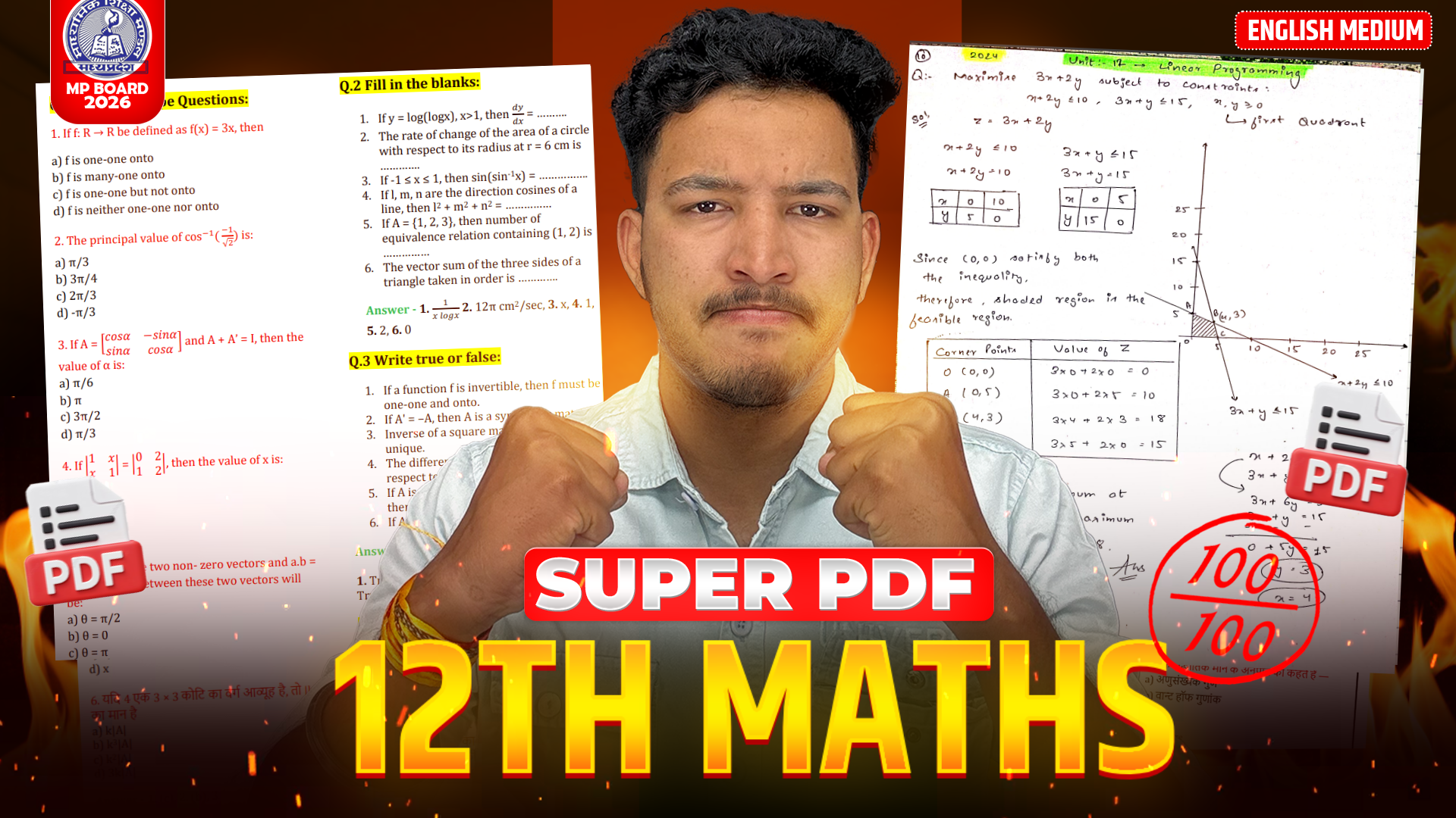 12th maths (English Medium)  Super Pdf 2027 : Most Imp Questions with solution