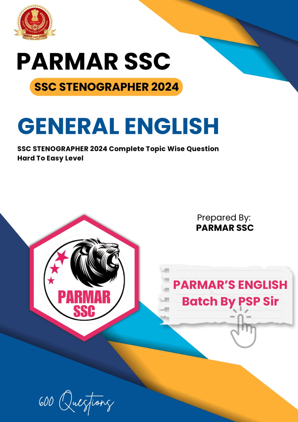 SSC STENO - 2024 - ENGLISH - TOPIC WISE 