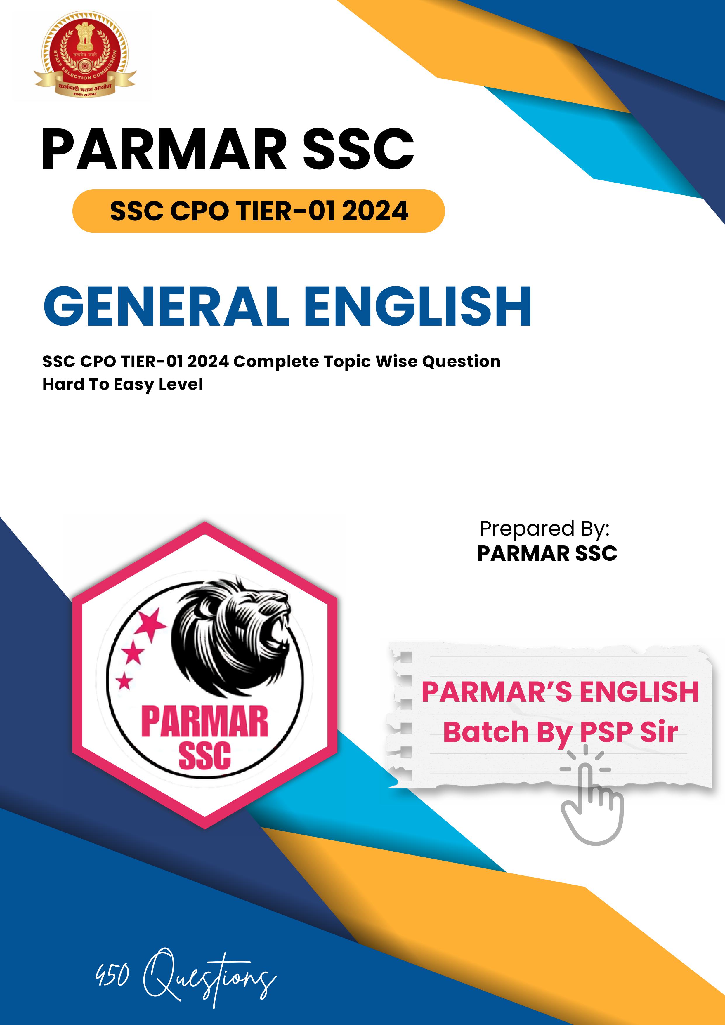 SSC CPO - 2024 - ENGLISH - TOPIC WISE 