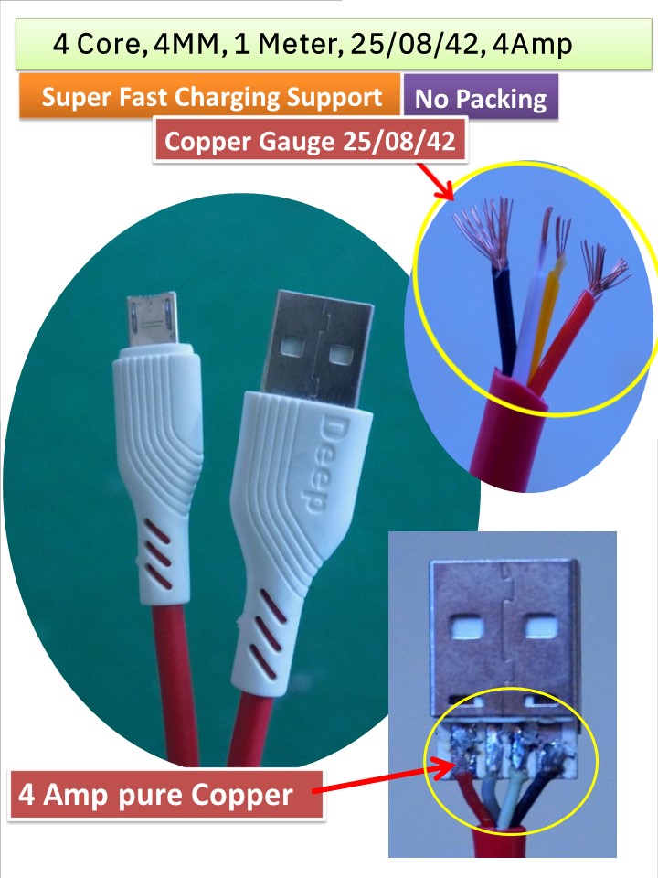 V8 DATA CABLE 100p PACK 4 CORE 4MM