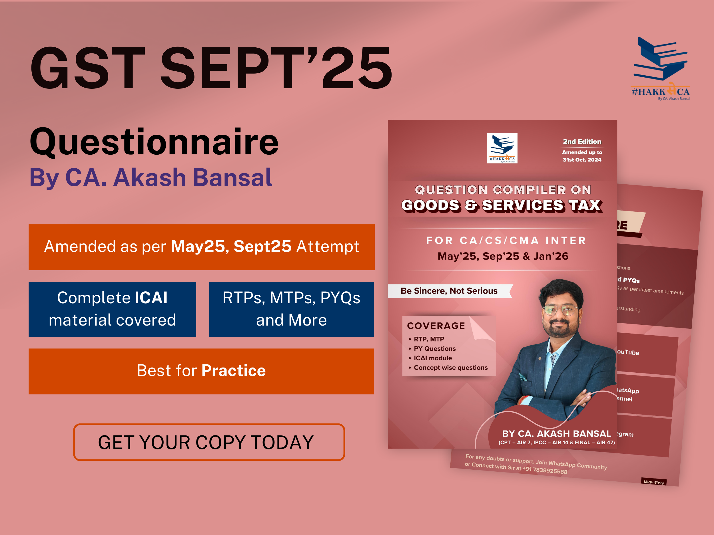 GST Questionnaire | Intermediate | Sept'25 and Onwards